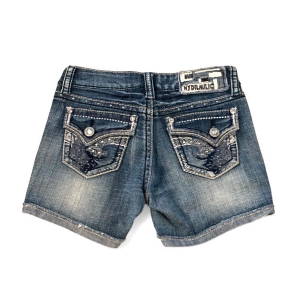 Hydraulics Lola Y2K Low Rise MCbling Grunge Denim Shorts Size 3/4m